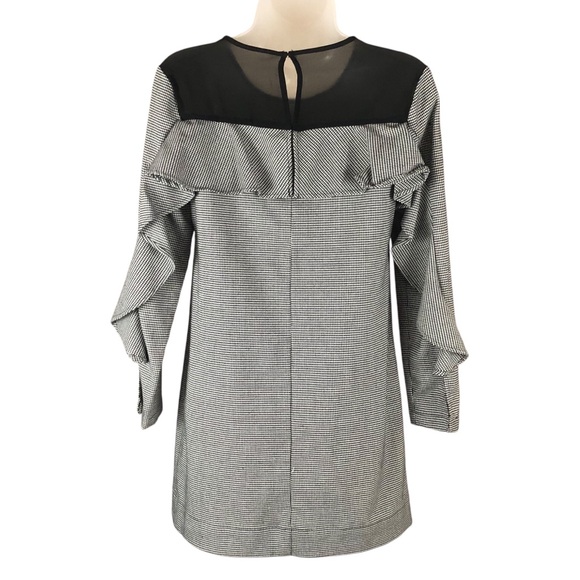 DRESS - Women's BCBGeneration Black/White Houndstooth Ruffle Sleeve Mini Dress. - Picture 5 of 16